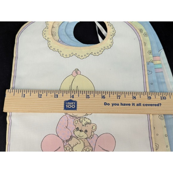 Lot of 4 Vintage Precious Moments Homemade Baby Bib Fabric Pastels Angels Babies - Picture 13 of 13